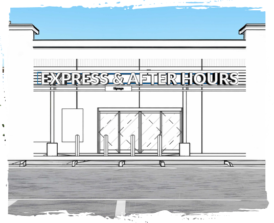 Image of express entrance blueprint technical drawing