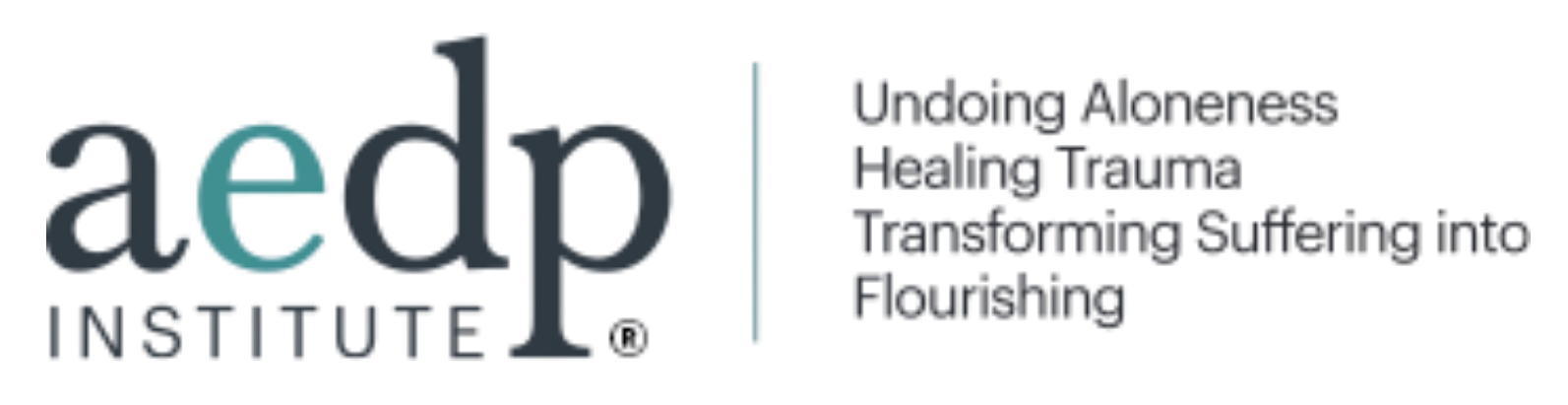 Logo of aedp institute with the text 'Undergoing Awareness Healing Trauma Transforming Surviving into Empowering'