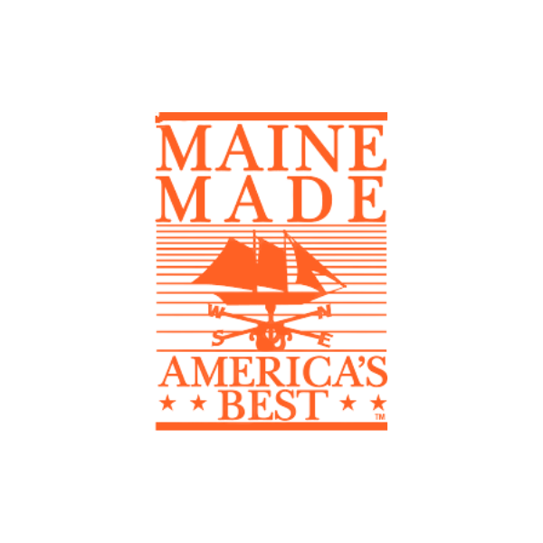 Design featuring the text 'MAINE MADE' and 'AMERICA'S BEST' in bold red letters, with a stylized sailboat weathervane graphic in its center.