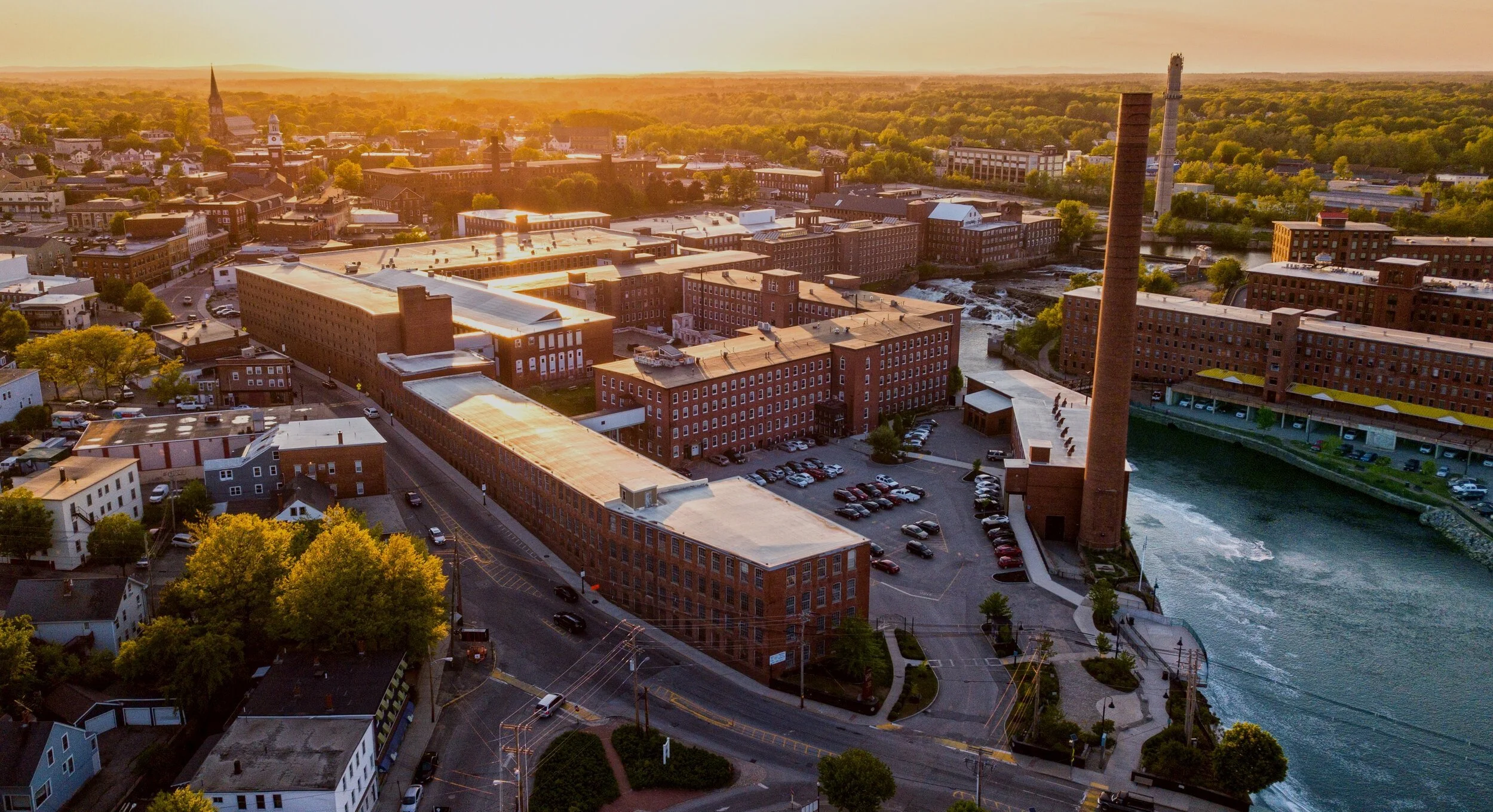 Panoramic photo of downtown Biddeford, Maine