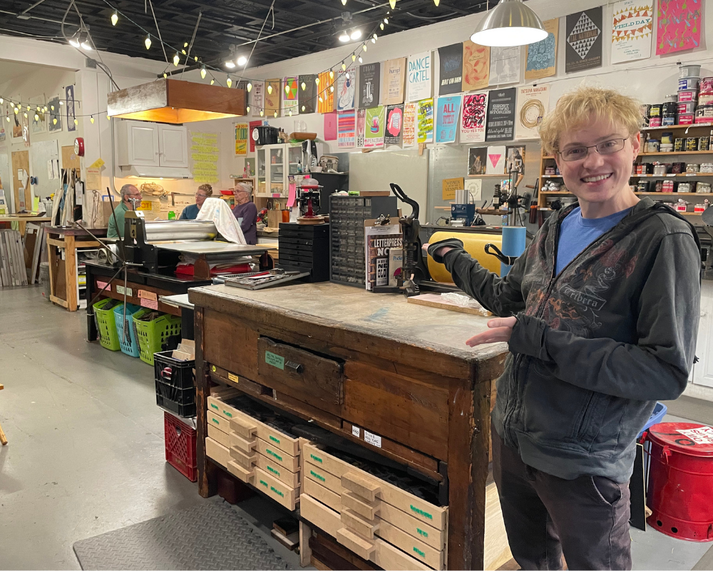 Artist Jaime Wing at Pickwick Independent Press