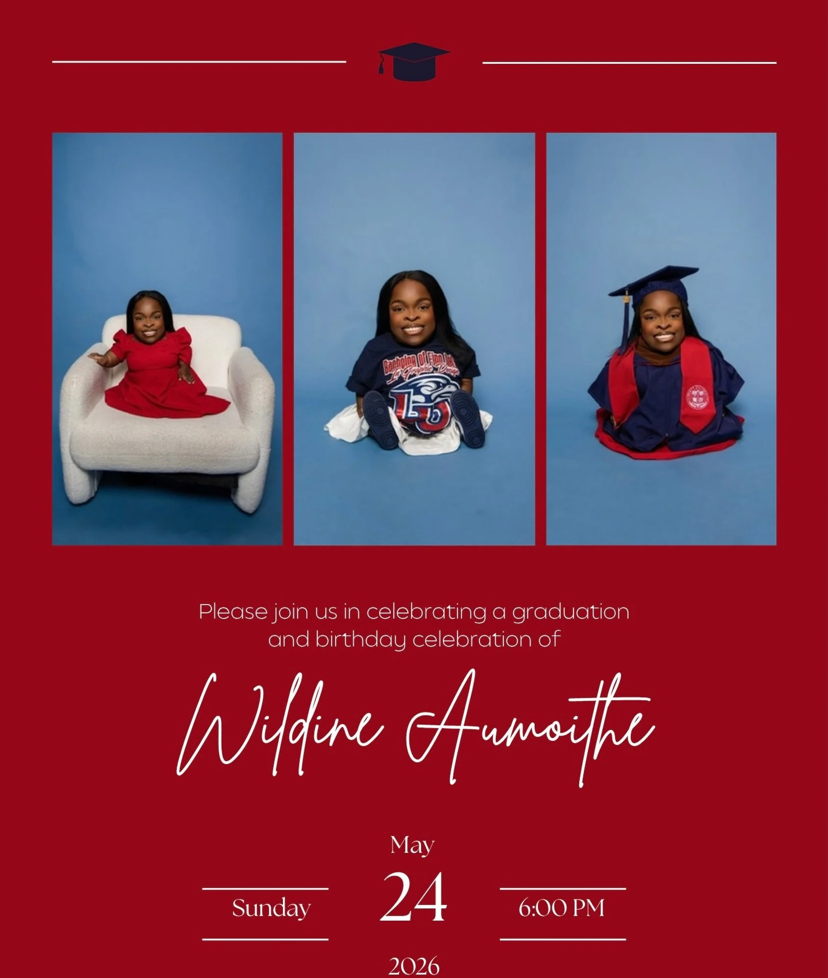 Custom invitation design for a graduation + birthday celebration 🎓❤️✨ 
&bull;
&bull;
&bull;
&bull; #InvitationDesign #GraphicDesign #TheWildCreativeCo