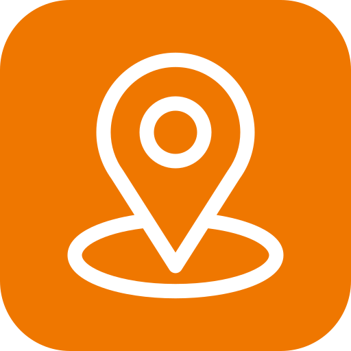 Icon of a location pin on an orange background