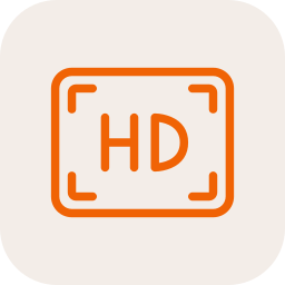 HD symbol in orange on a white background