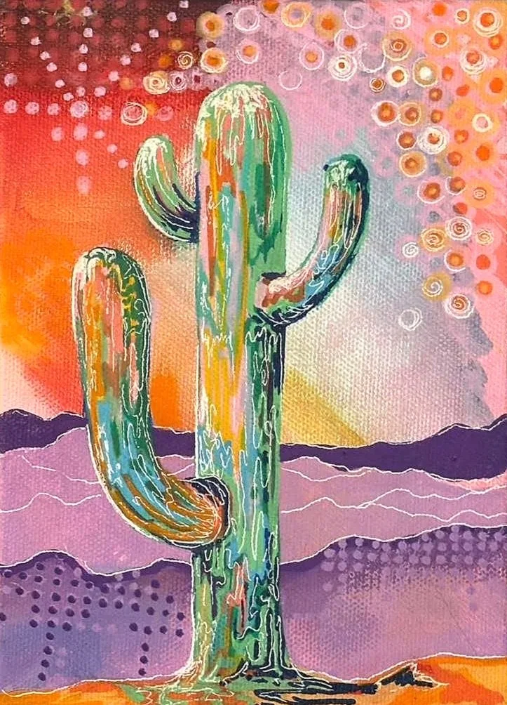 "Desert Heat", Multimedia, 4x5 in, 2024