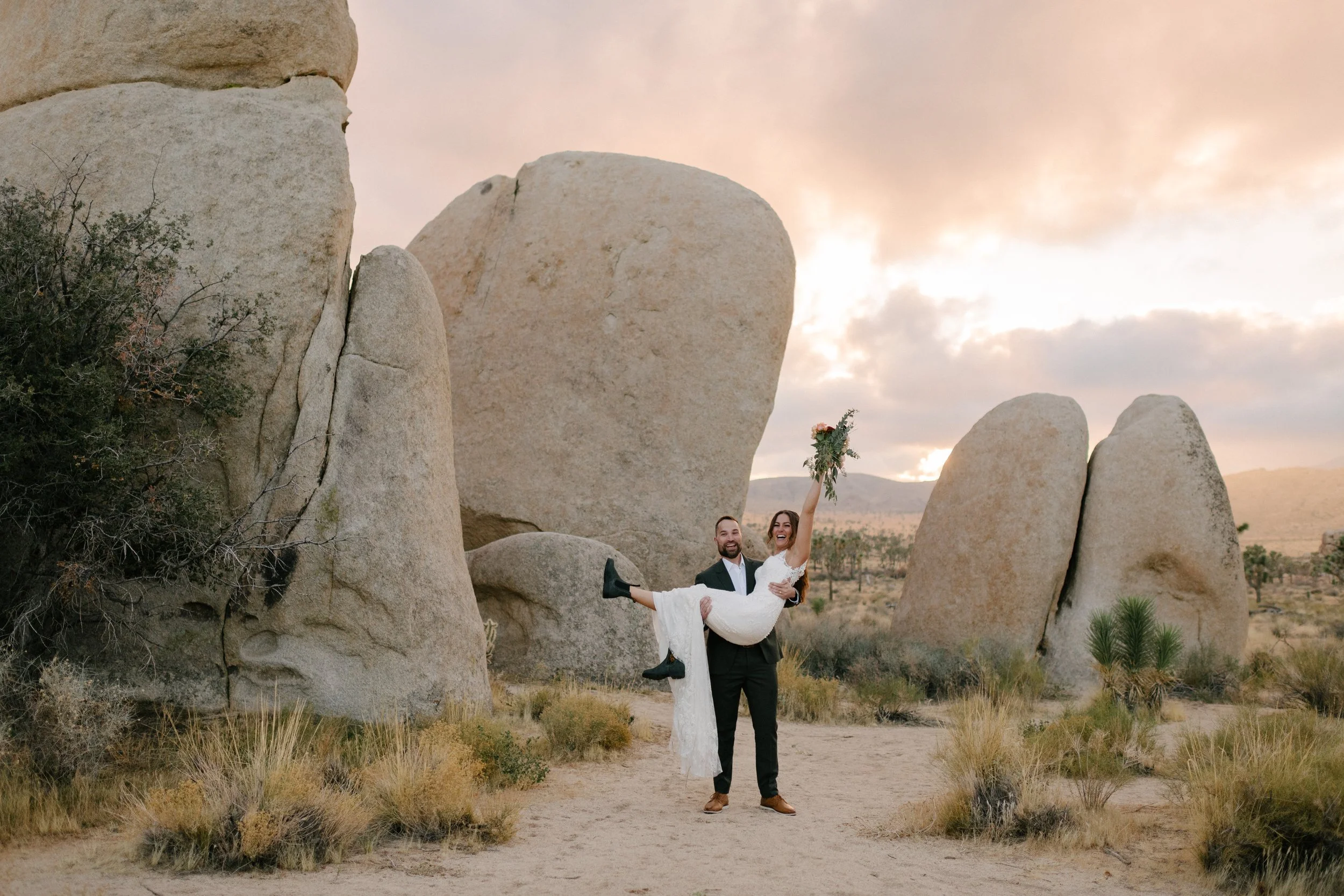 Sunset Elopement at Hidden Valley in Joshua Tree National Park
