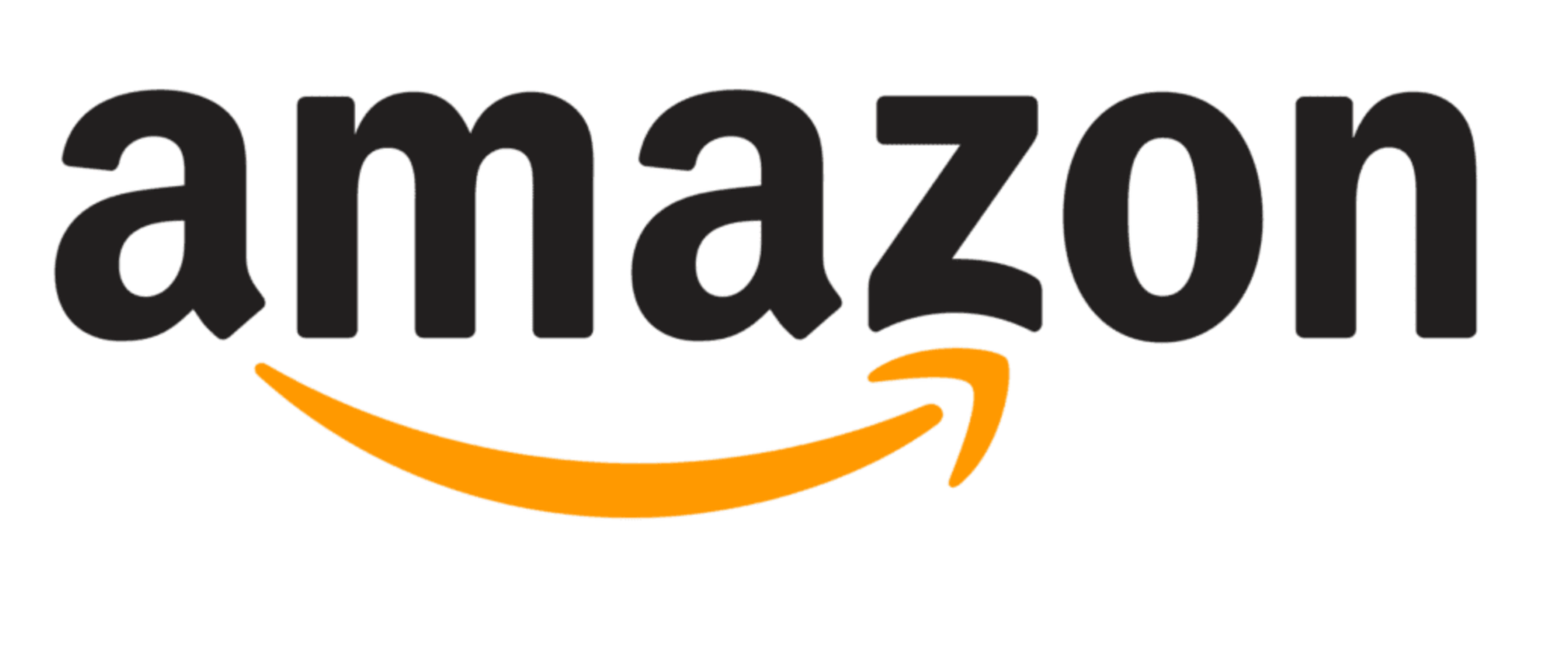 Amazon logo with black text and orange curved arrow underneath
