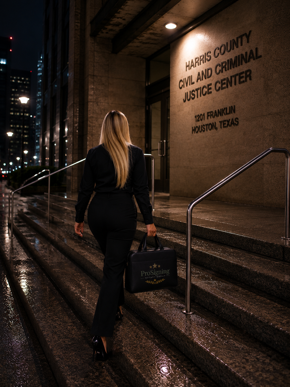 After-hours mobile notary arriving for an appointment