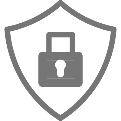 Icon of a gray shield with a lock in the center, symbolizing security or protection.