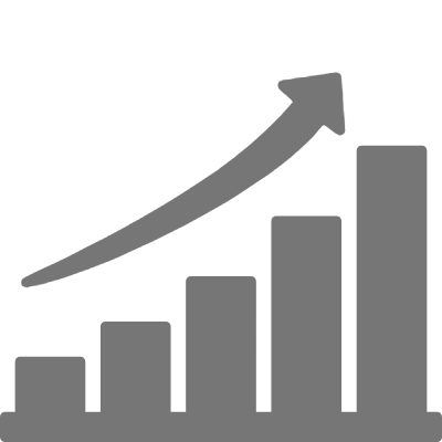 A bar chart with four increasing bars and an upward arrow indicating growth or success.