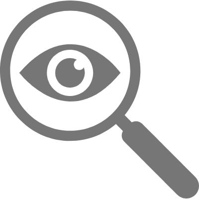 A magnifying glass focusing on an eye icon.