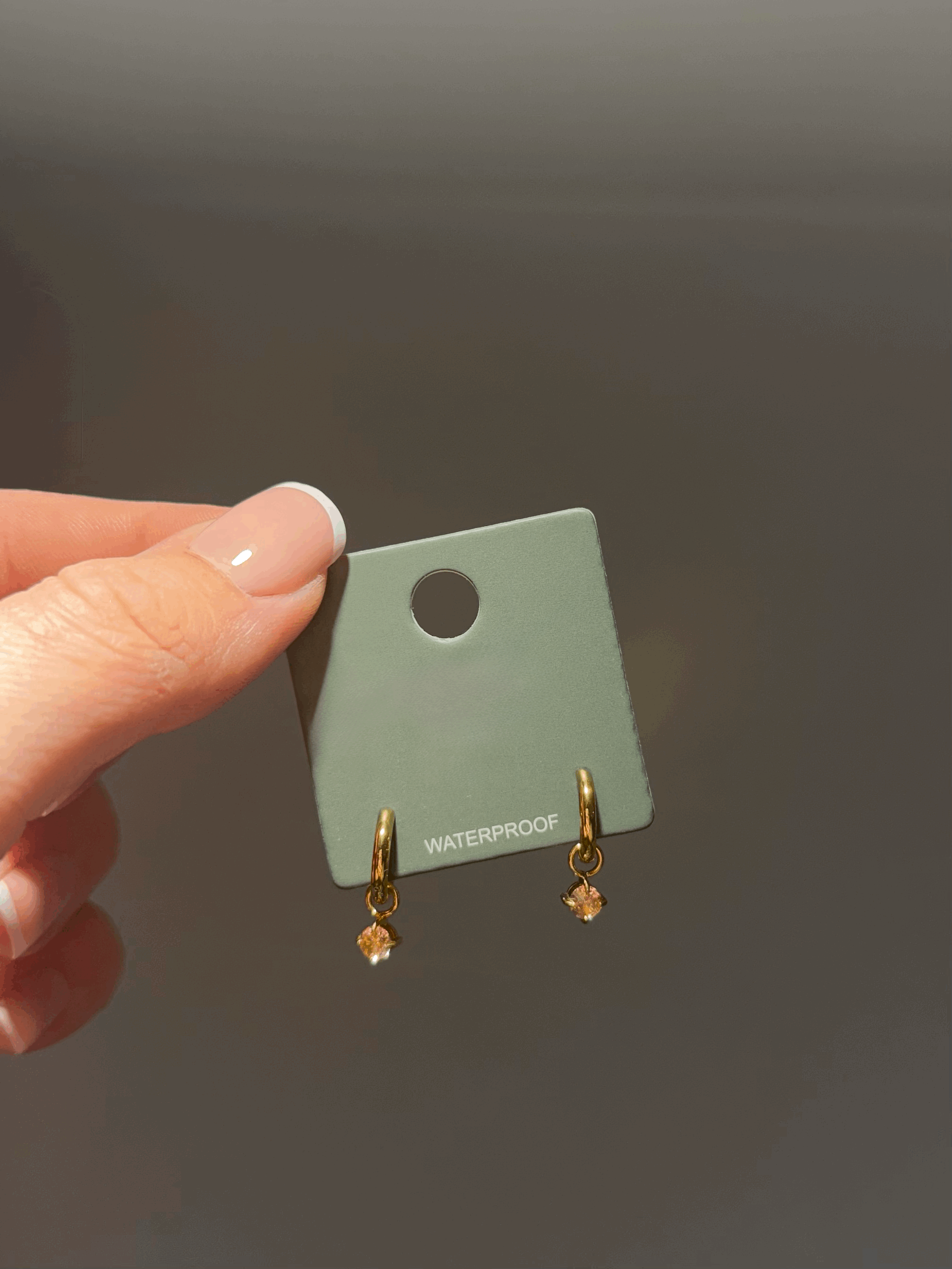 Gold Round Zirconia Drop Huggies