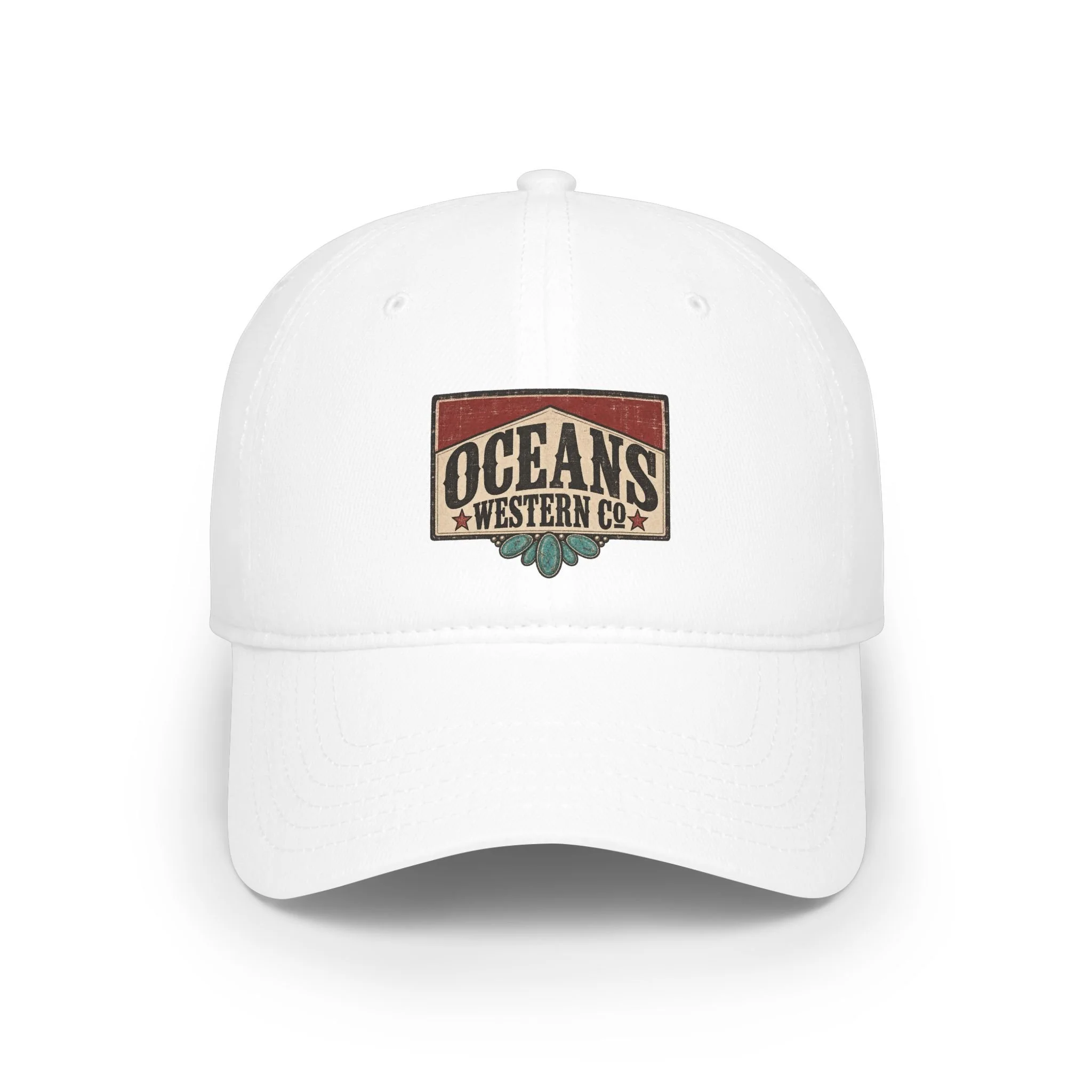 Oceans Western Co. Low-Profile Baseball Cap — Vintage Beach Western Snapback