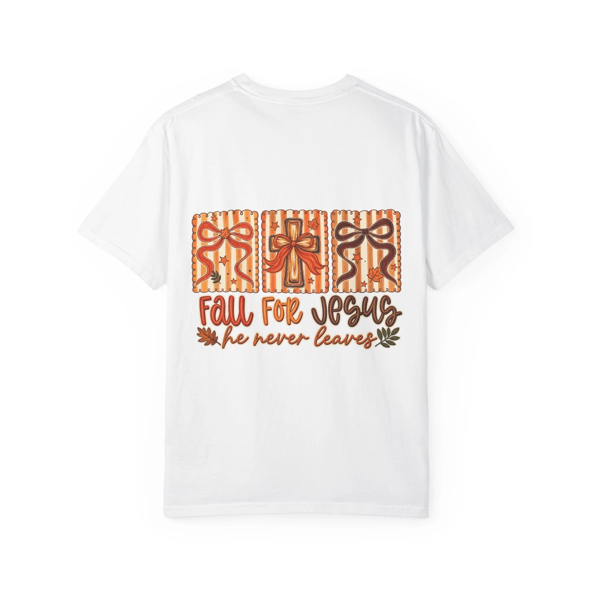 Fall for Jesus He Never Leaves Faith Tee 🍂✝️🤎