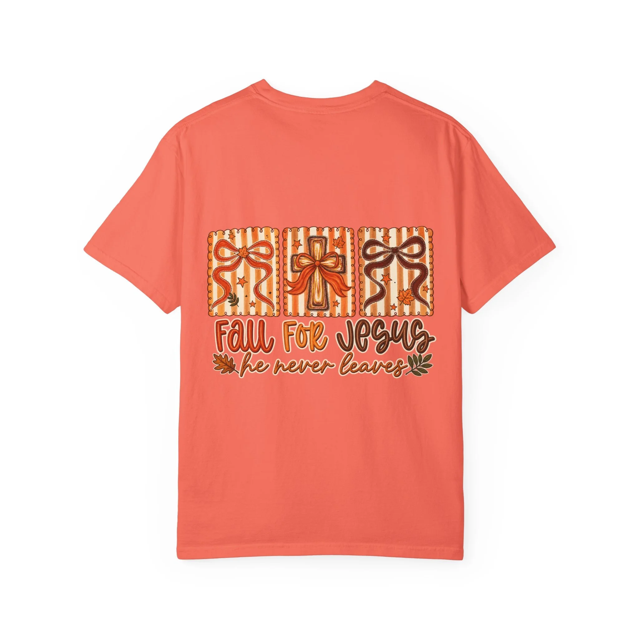 Fall for Jesus He Never Leaves Faith Tee 🍂✝️🤎