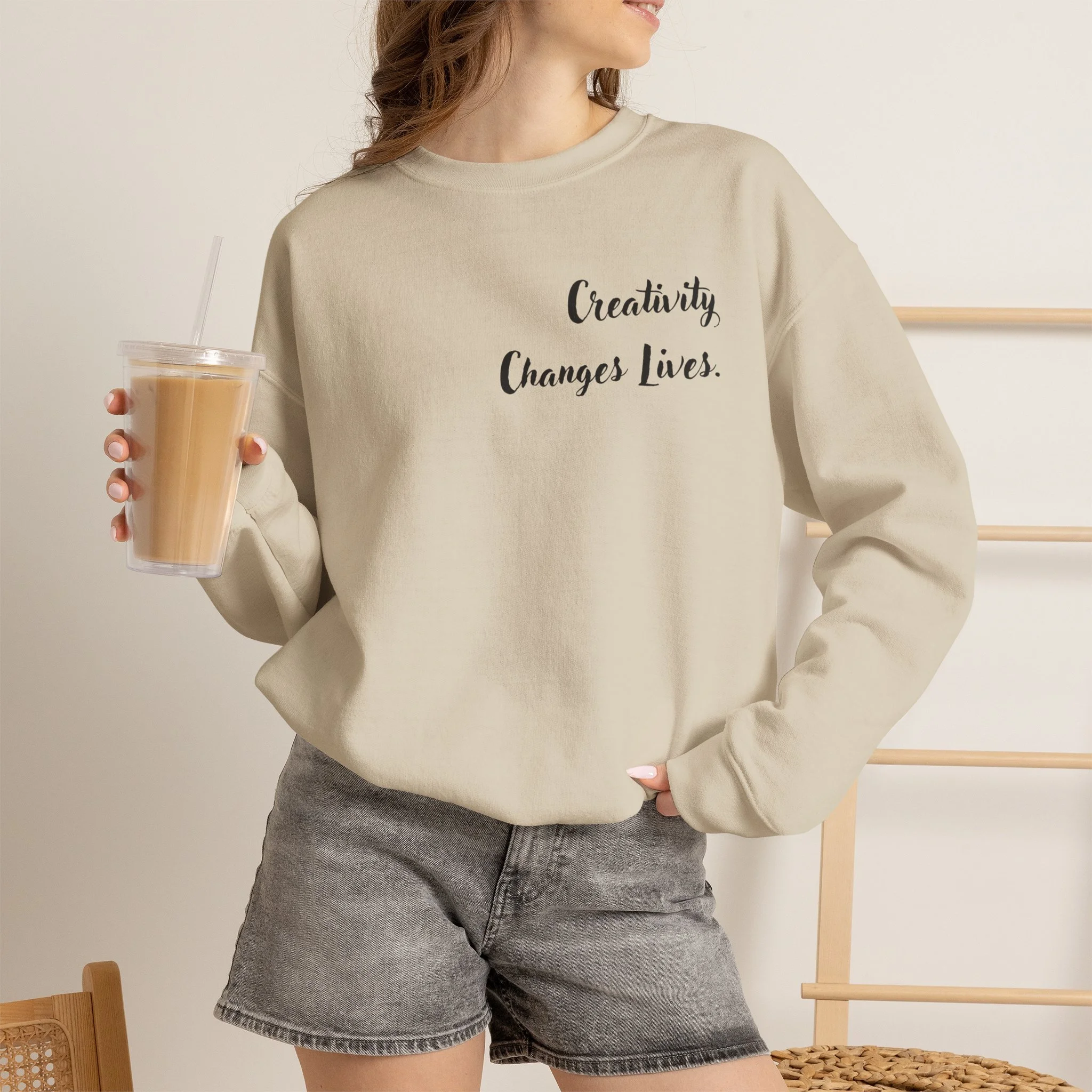Creativity Changes Lives. Crewneck Sweatshirt | Minimalist Embroidered Pullover