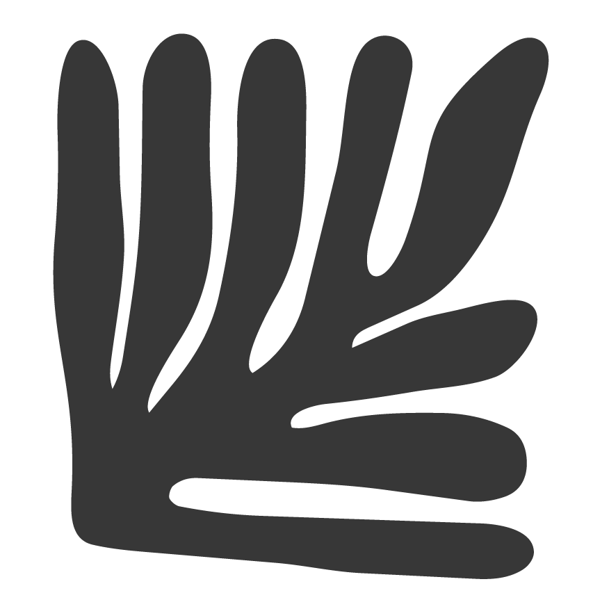 Illustration of a stylized black leaf.