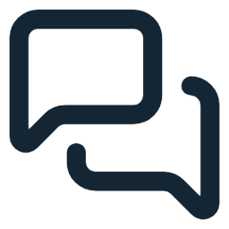 Two overlapping chat bubble icons in dark blue on a black background