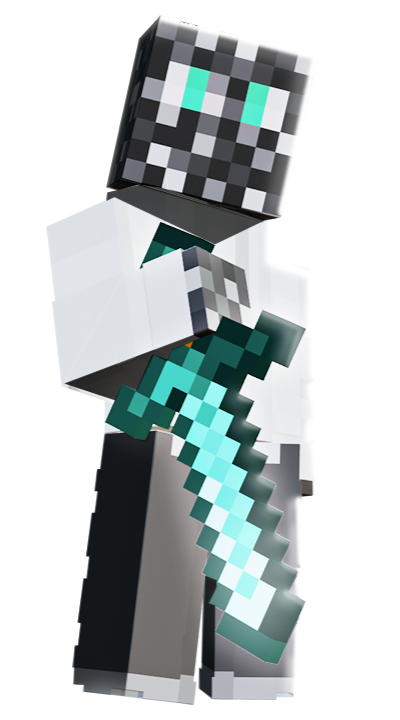 Minecraft character holding a pixelated diamond sword