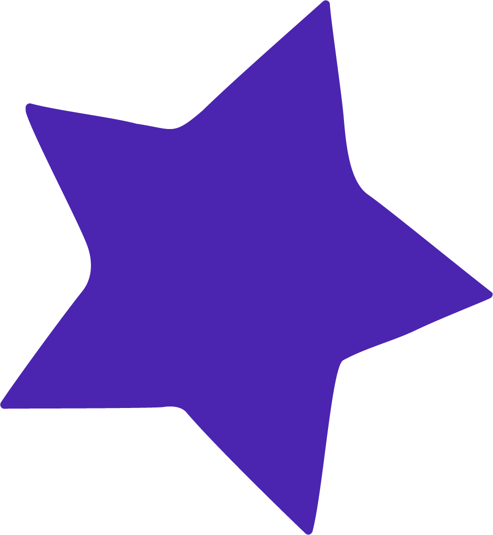 A purple, five-pointed star with a solid fill on a black background.