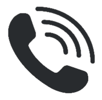 Icon of a phone receiver with sound waves indicating a call or communication.