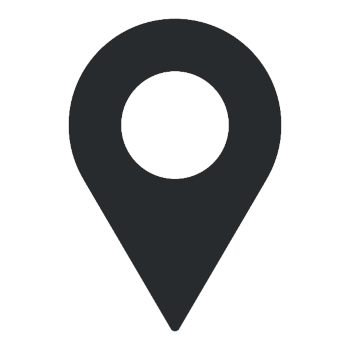 Black map pin icon on a black background.