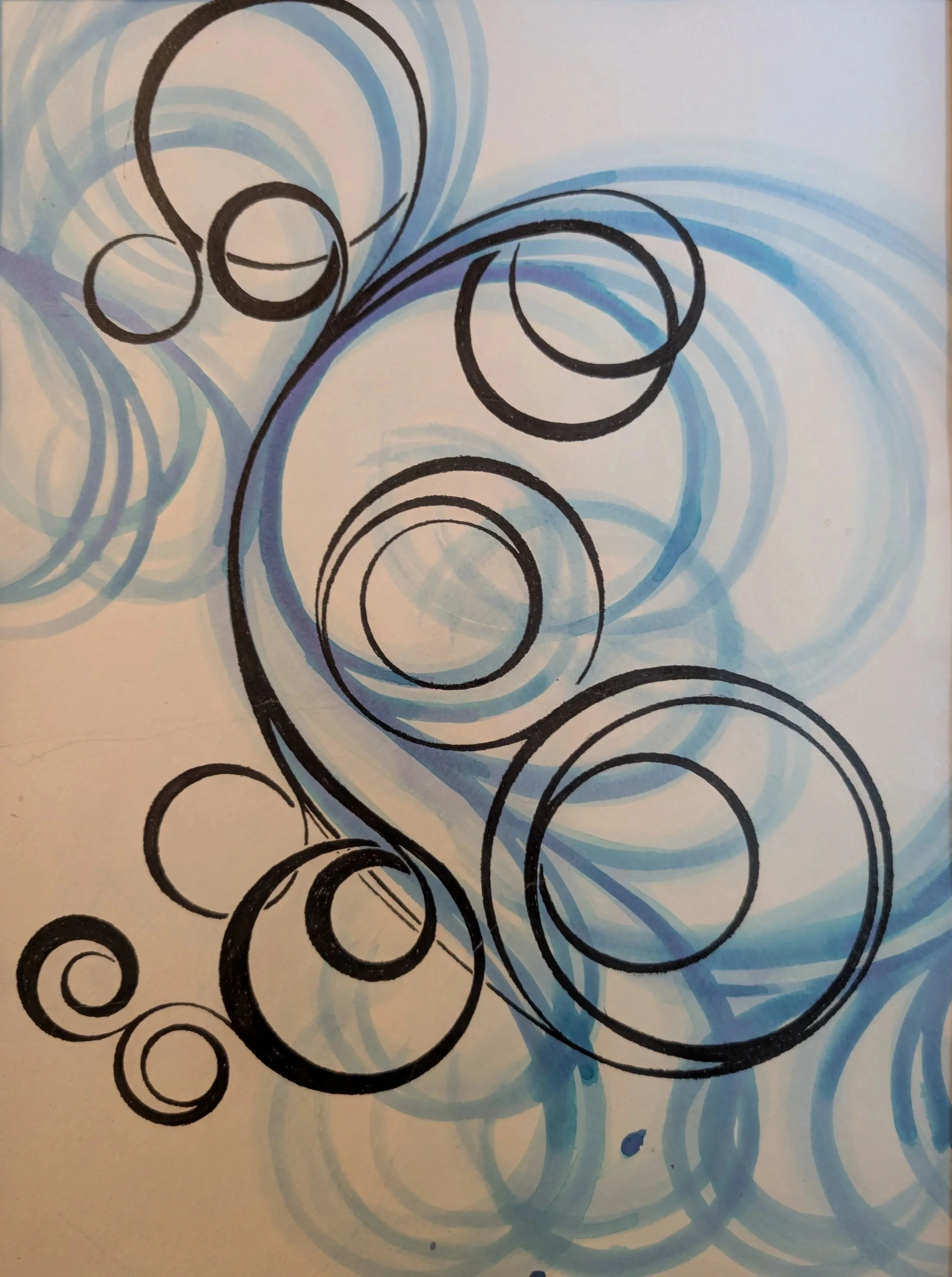 Currents, 2017
Loose ink, india ink on drawing paper
15 x 11”
