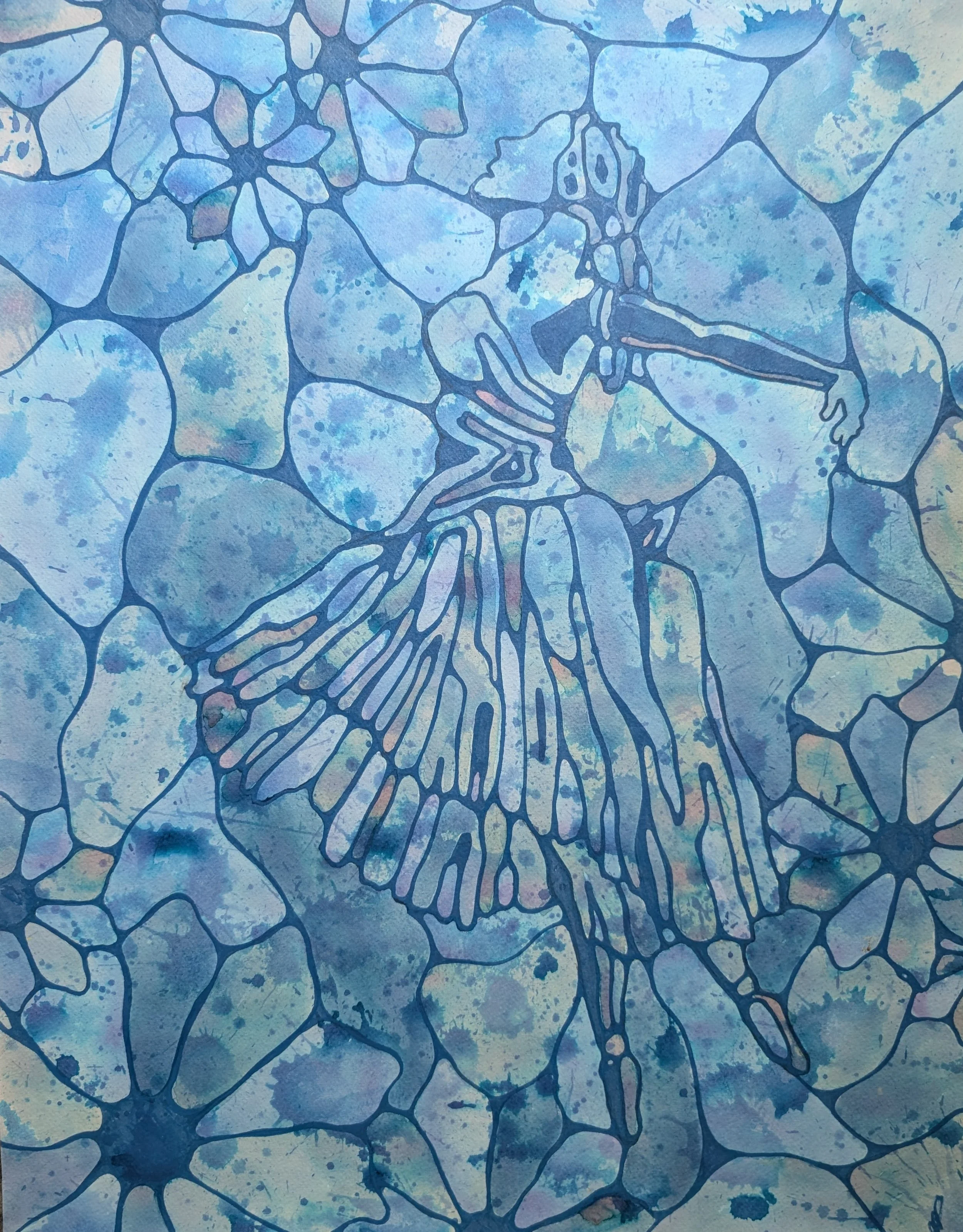 Ballerina in Daisies, 2009
Loose ink, oil paint on watercolor paper
18 x 23.5”
