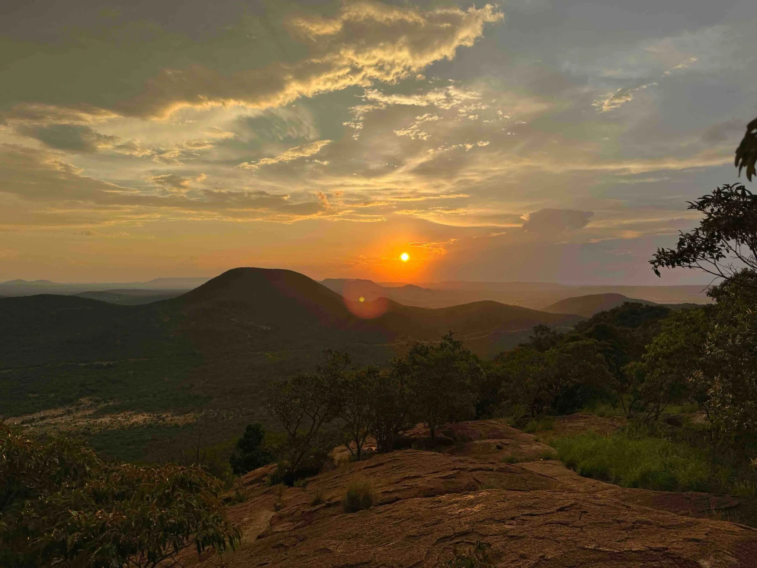 View from hilltop of Kgale Hill Gaborone Botswana into the sunset