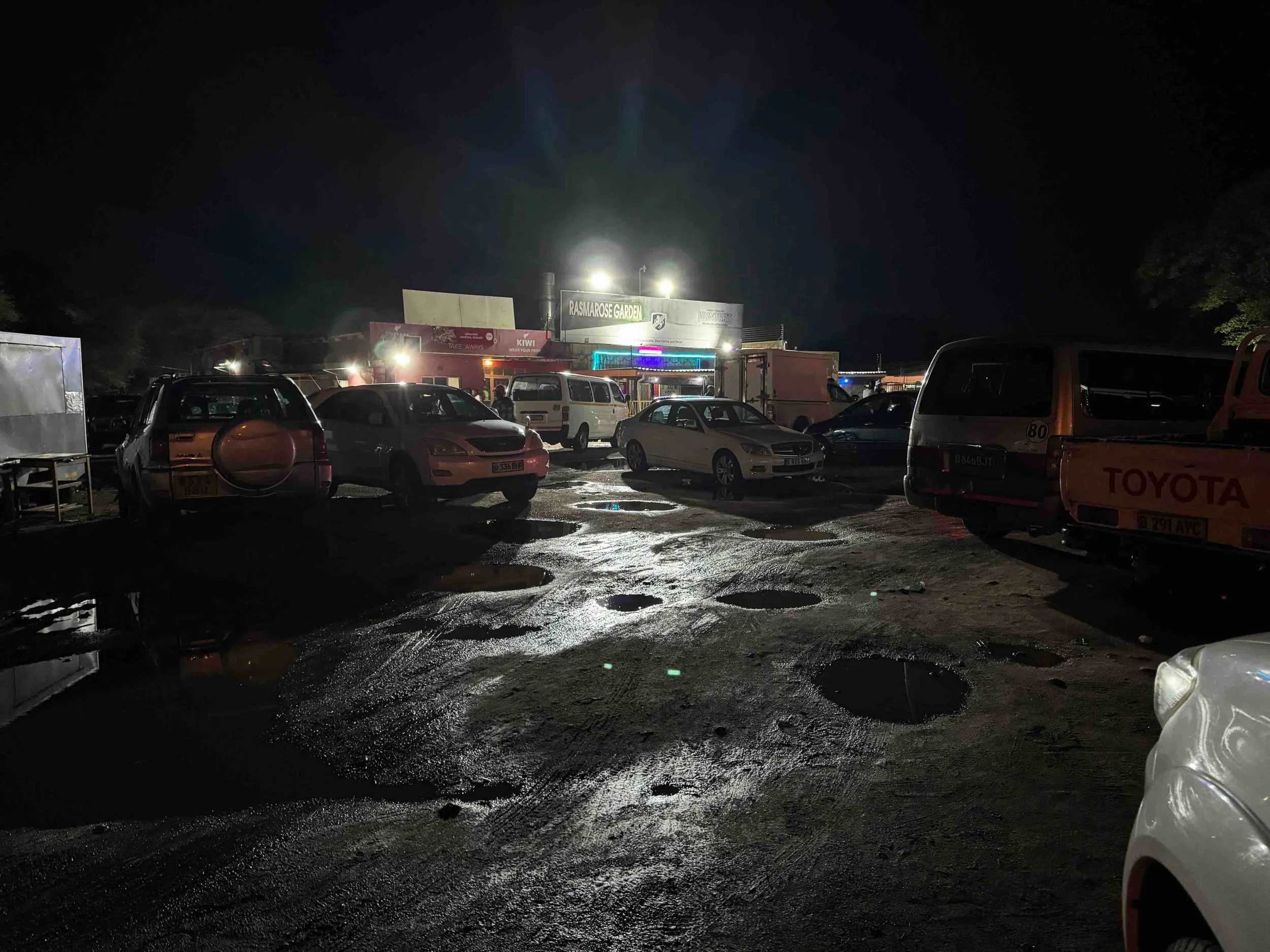 Parking of RasmaRose Tlokweng Eros shebeen tavern for Sunday Jazz in Gaborone Botswana