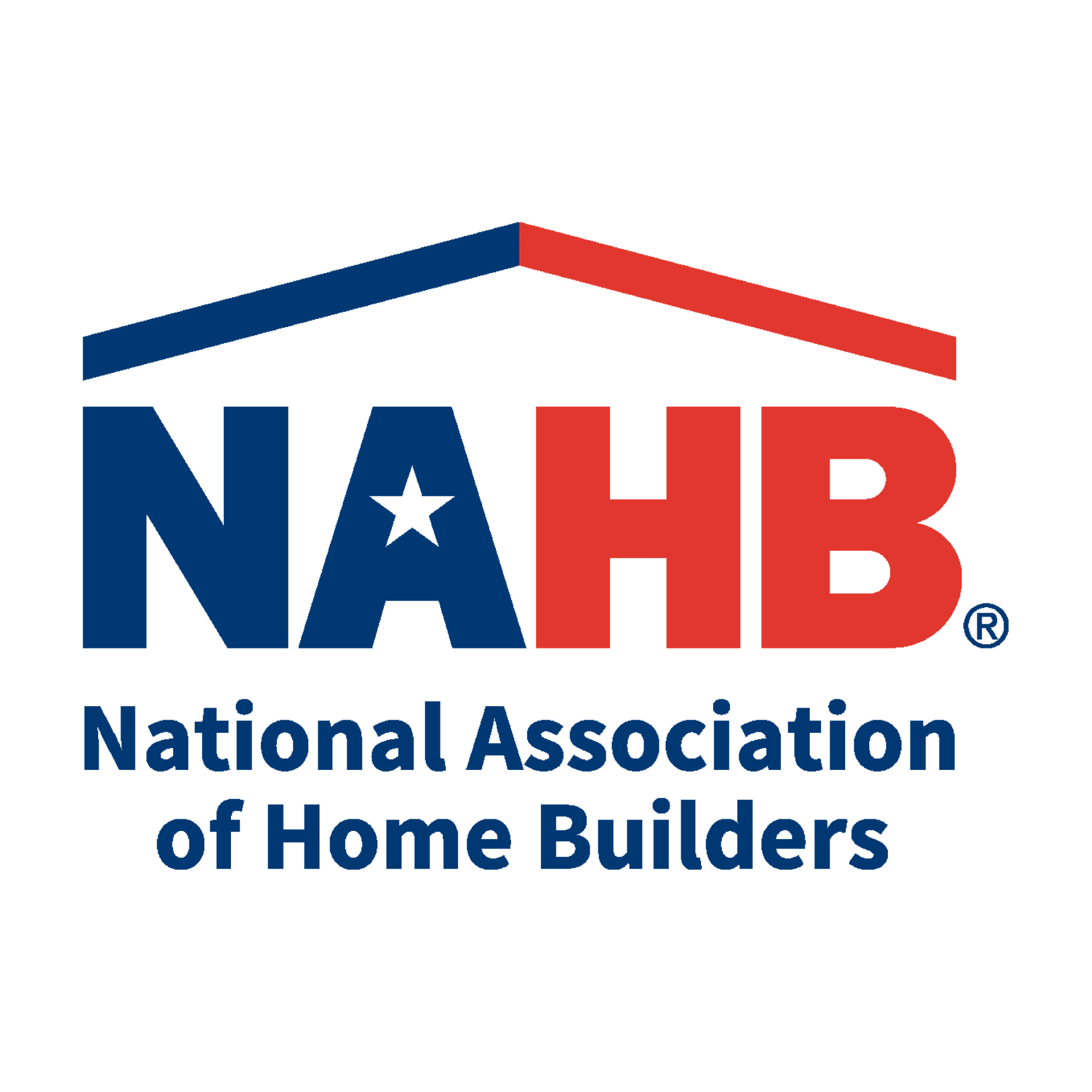 Logo of the National Association of Home Builders featuring the words "NAHB" in blue and red with a star and a house roof symbol, and the text "National Association of Home Builders" below.