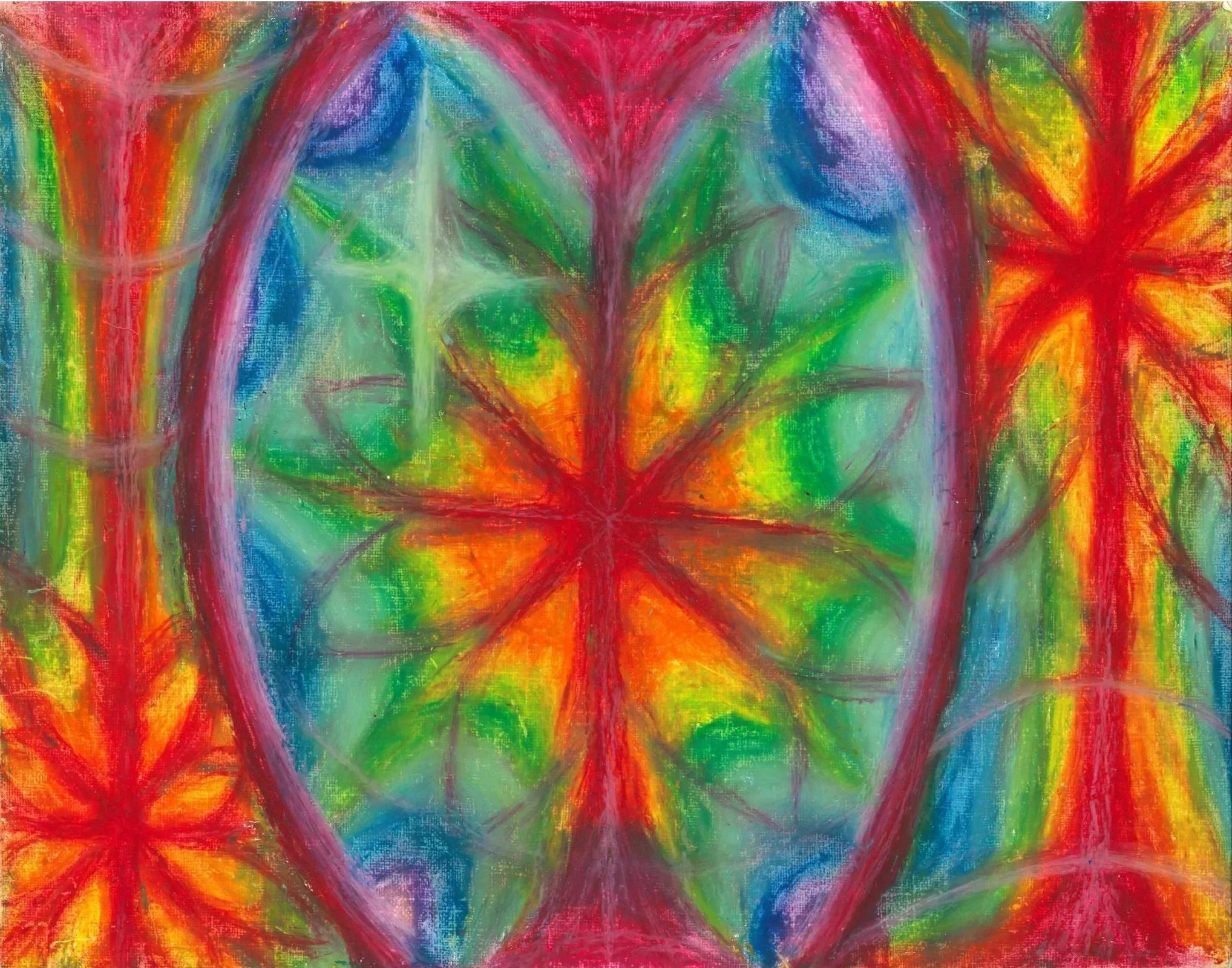 Rainbow Brain, Oil Pastel on Canvas