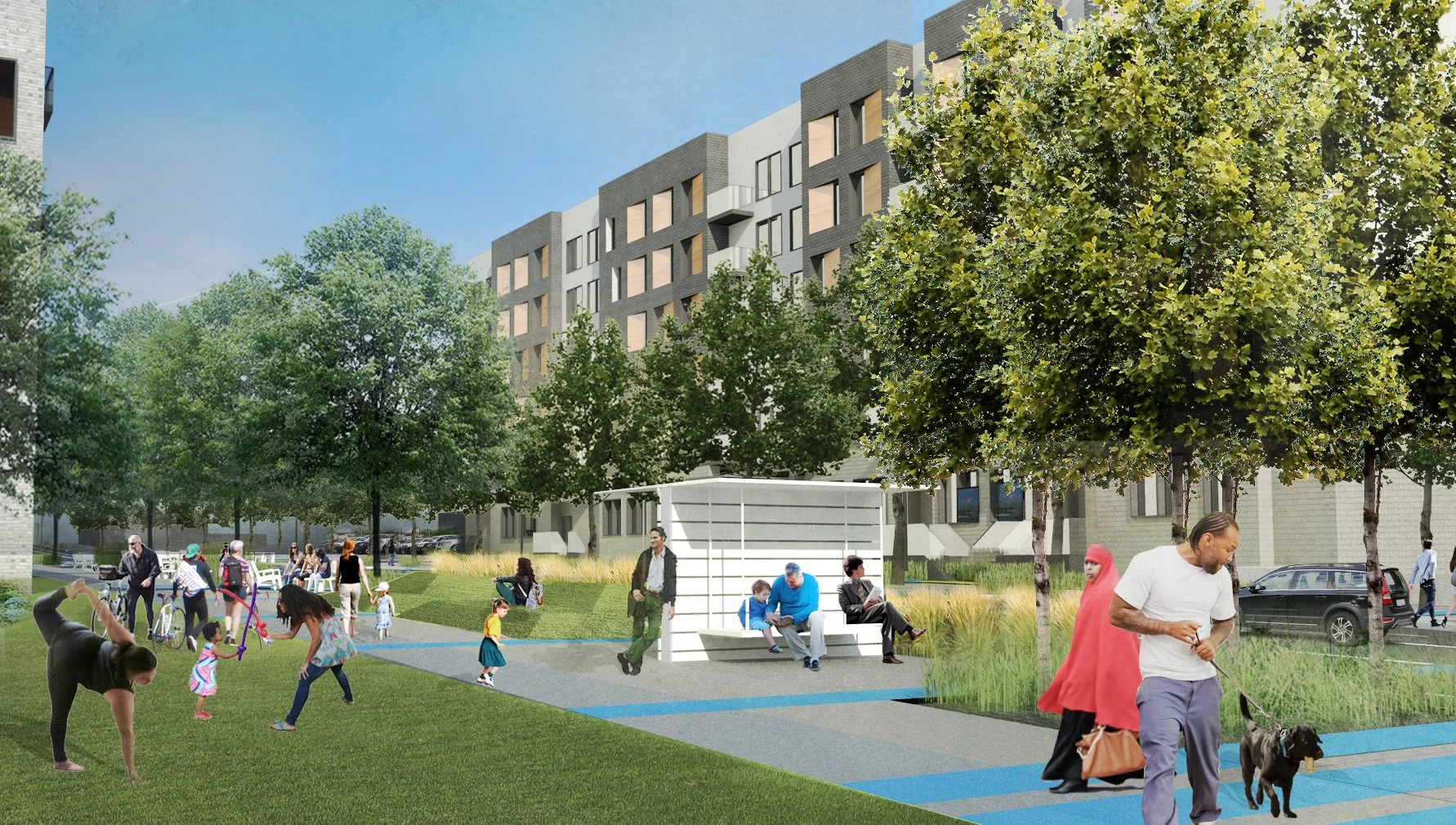 Rendering of proposed Green 4th Street Enhancements 