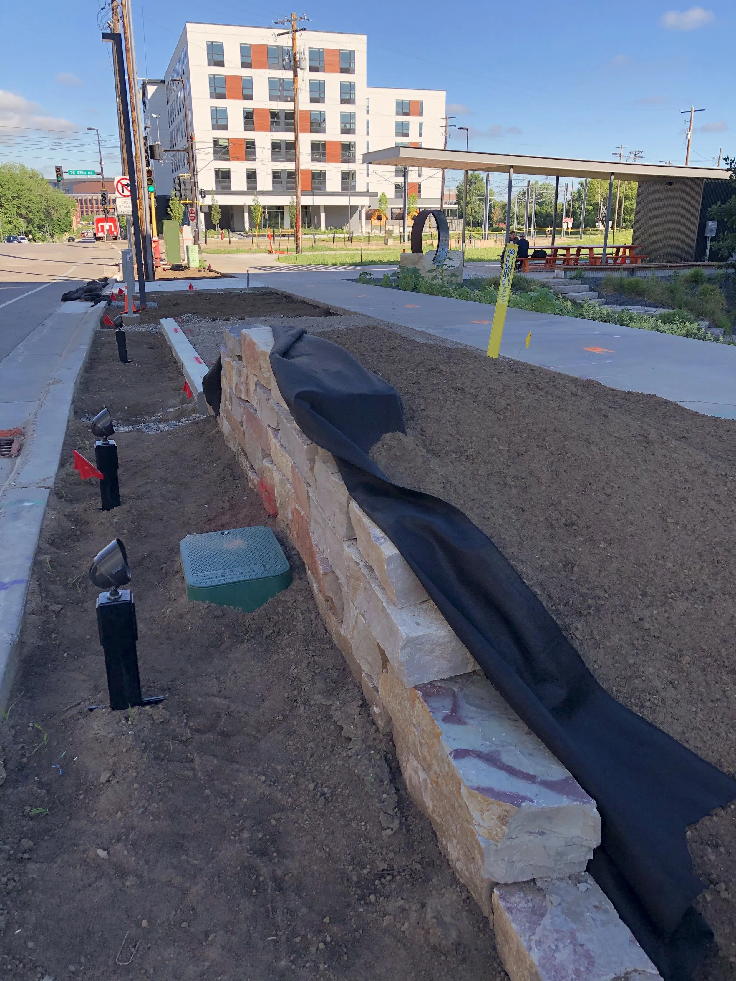 Landform berms under construction