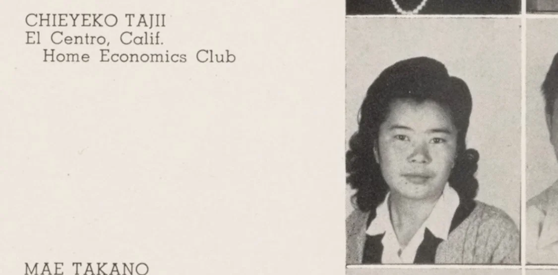 Chiyeko Tajii, yearbook photo, 1943 Poston