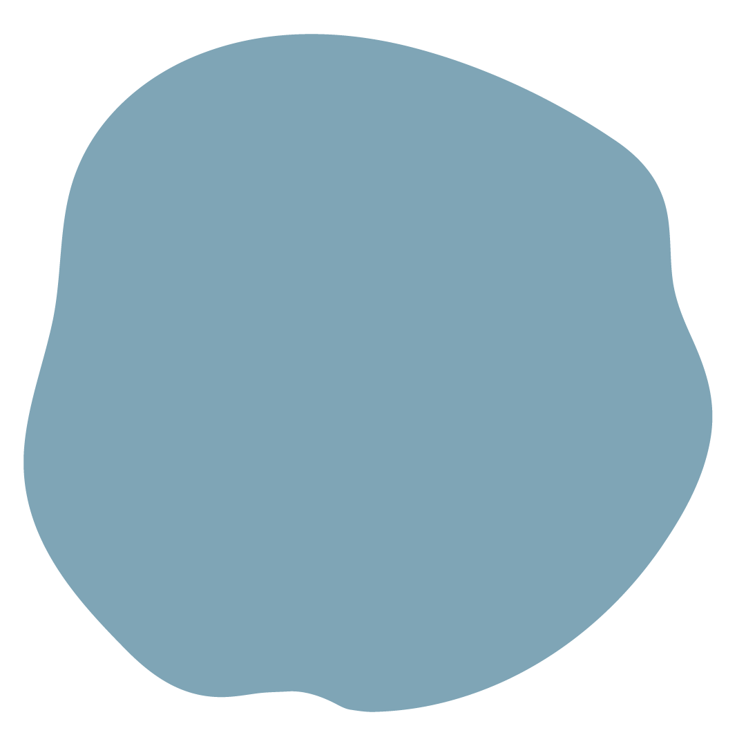 A large, irregularly shaped blue circle with a textured appearance.