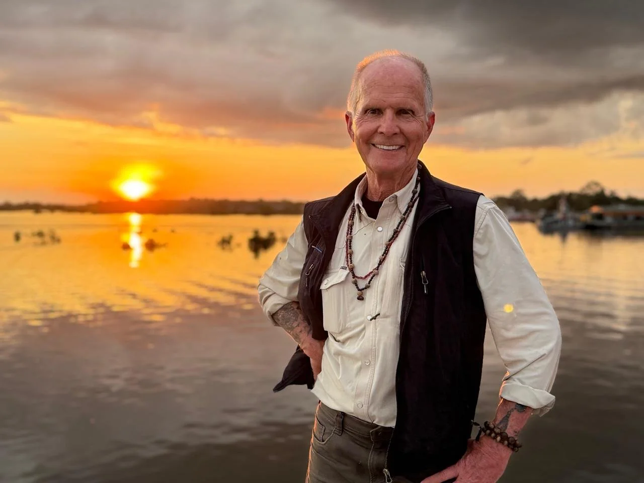 Vance G. Martin standing beside the Juruá River, Acre Brazil