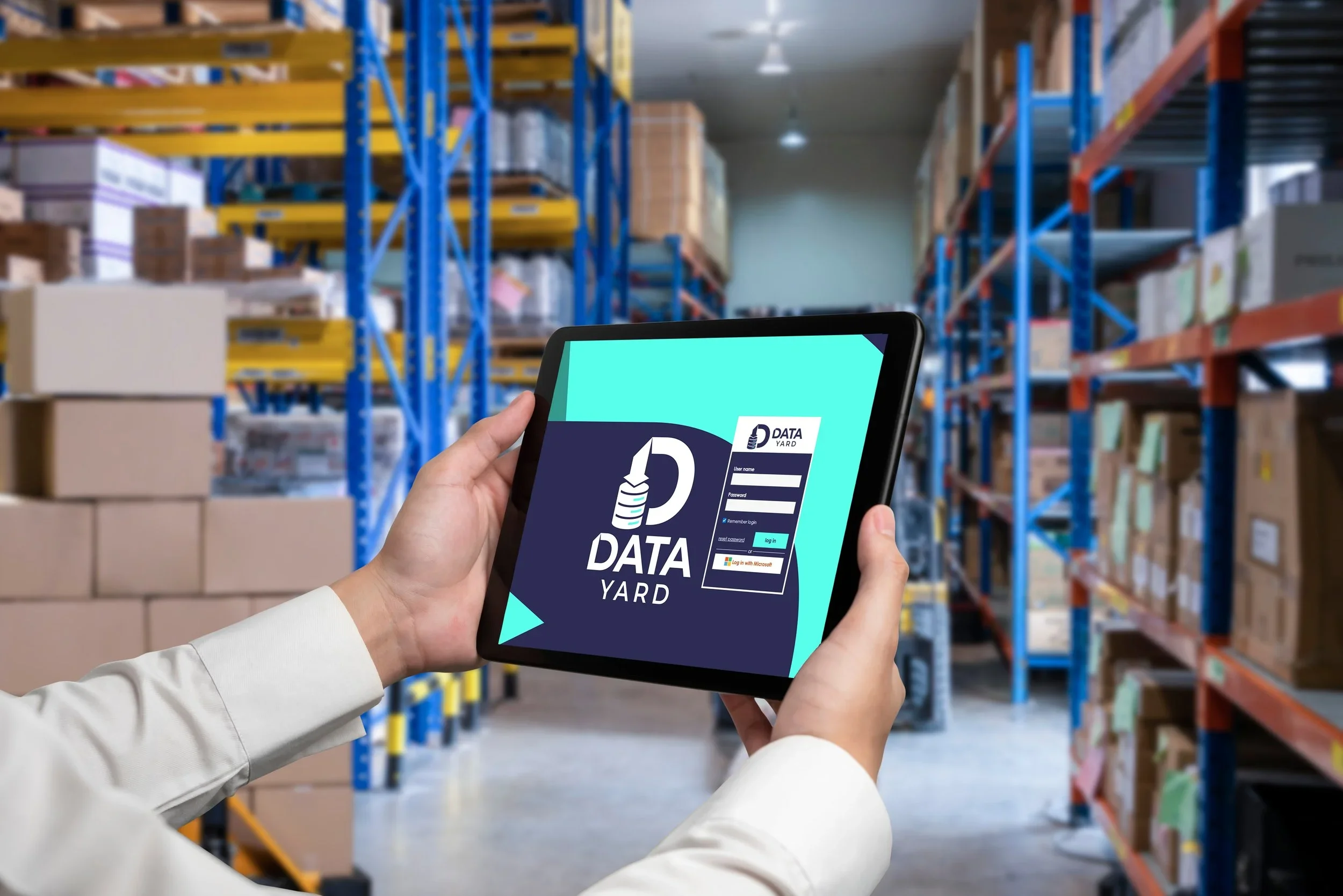 image of ipad or tablet in warehouse