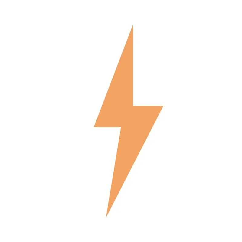 Orange lightning bolt icon on a white background