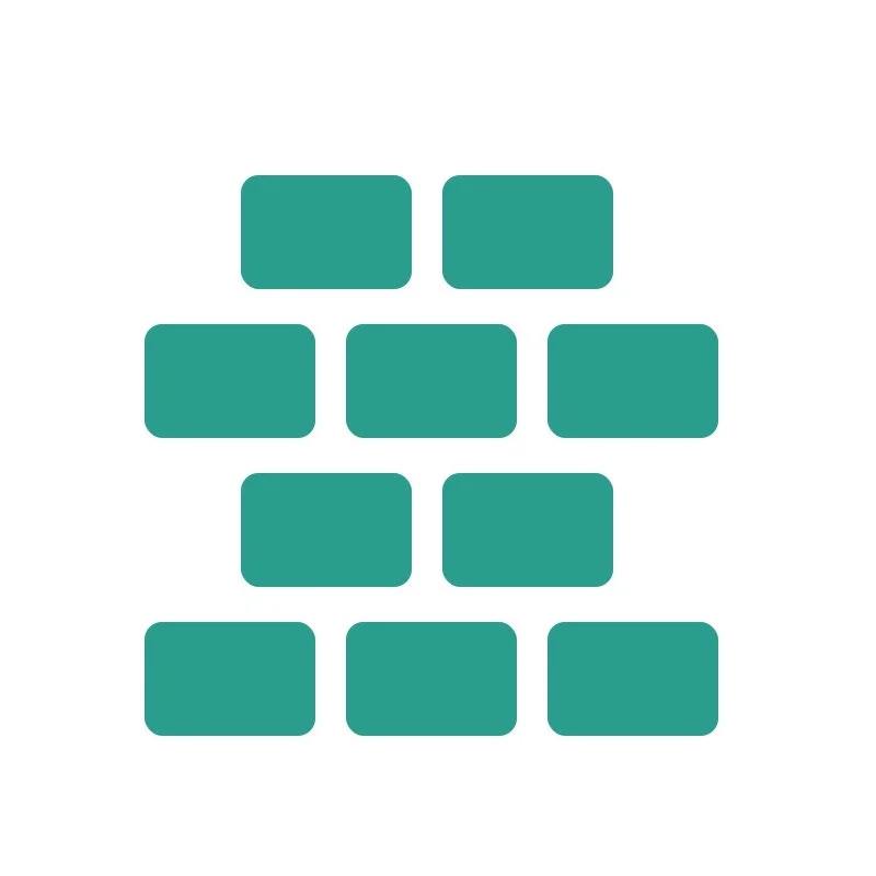 Arrangement of 12 green rounded rectangles in a grid pattern with three columns and four rows on a white background.