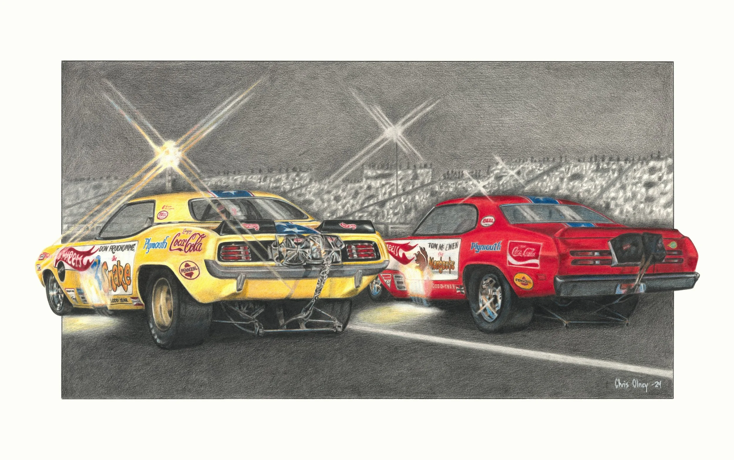 Snake and Mongoose Drag Racing Art Print #2