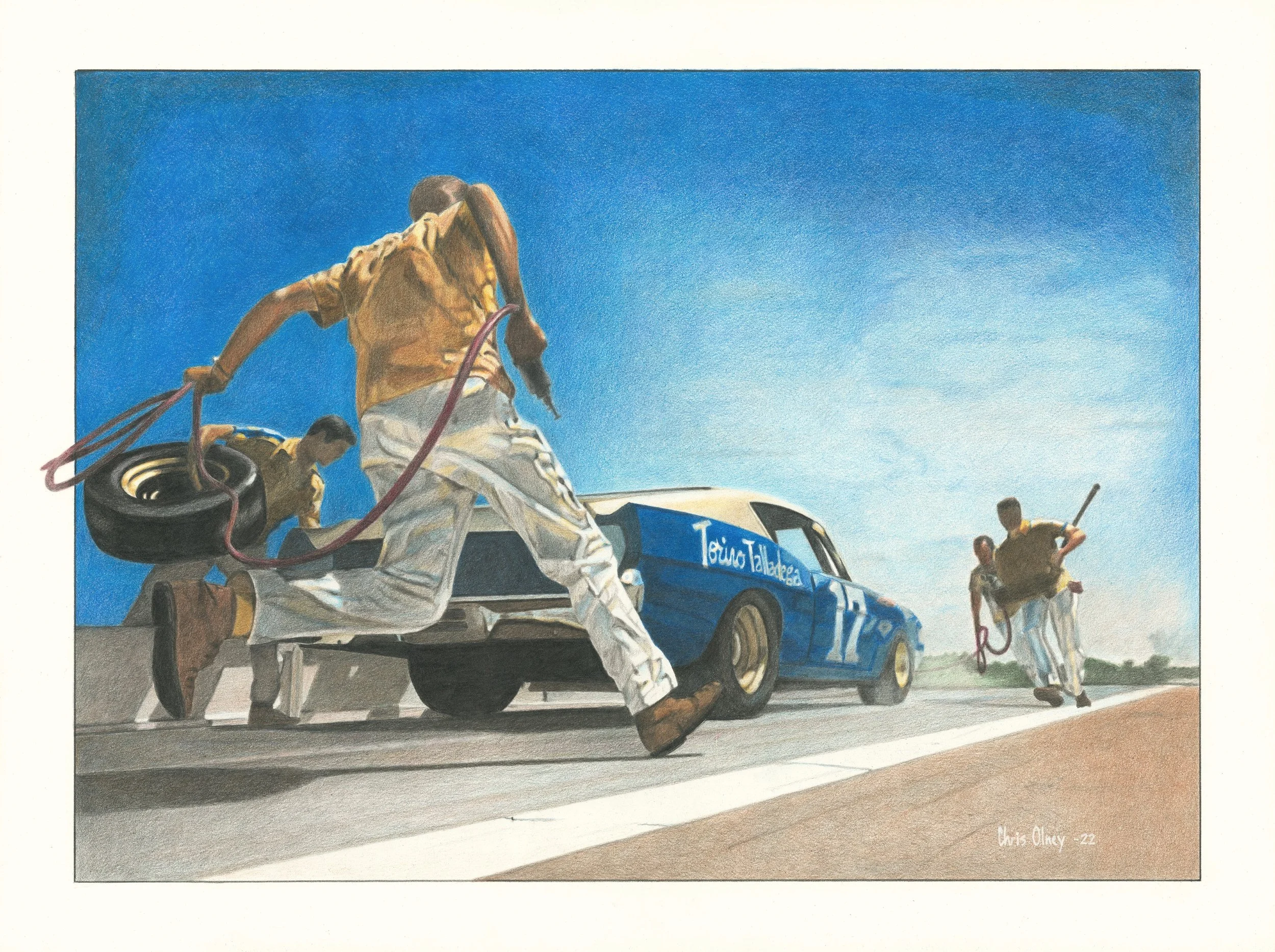 Vintage NASCAR Pit Stop Art Print - David Pearson