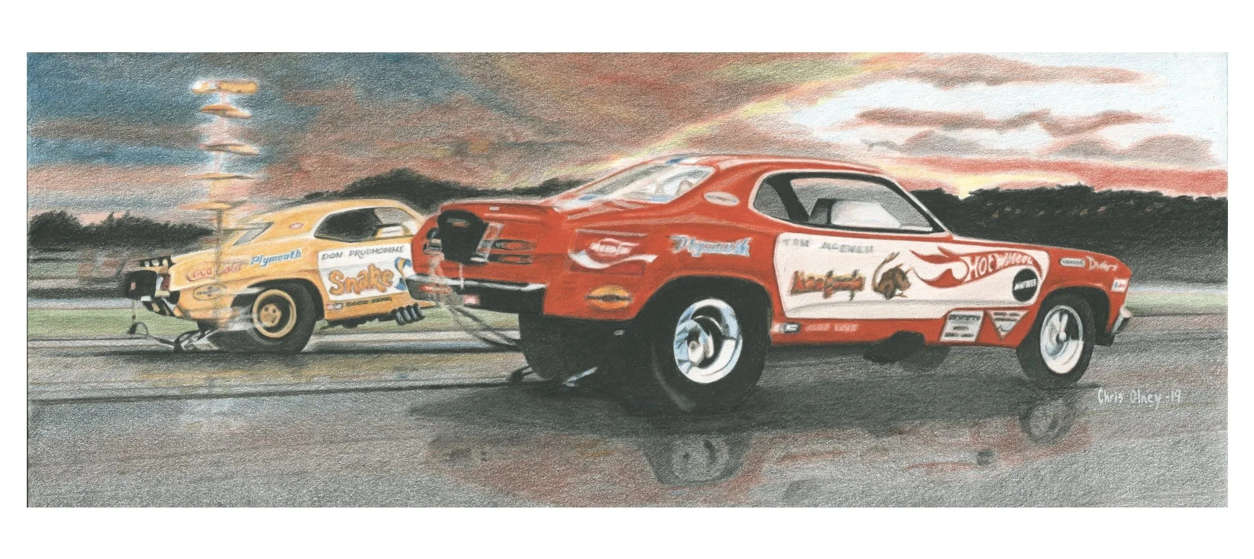Snake and Mongoose Drag Racing Art Print #1