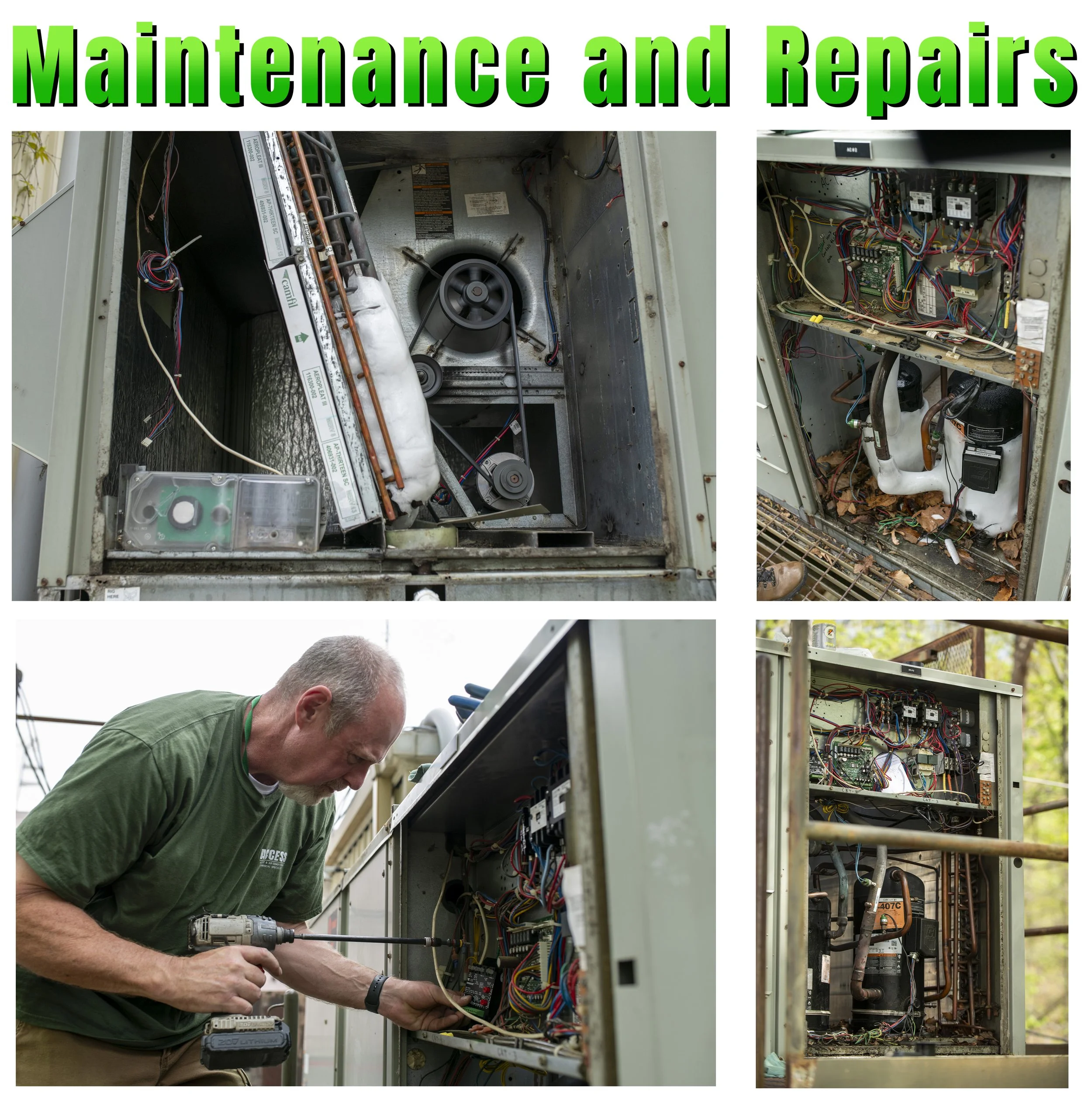 Maintenance and repair HVAC commercial services.
