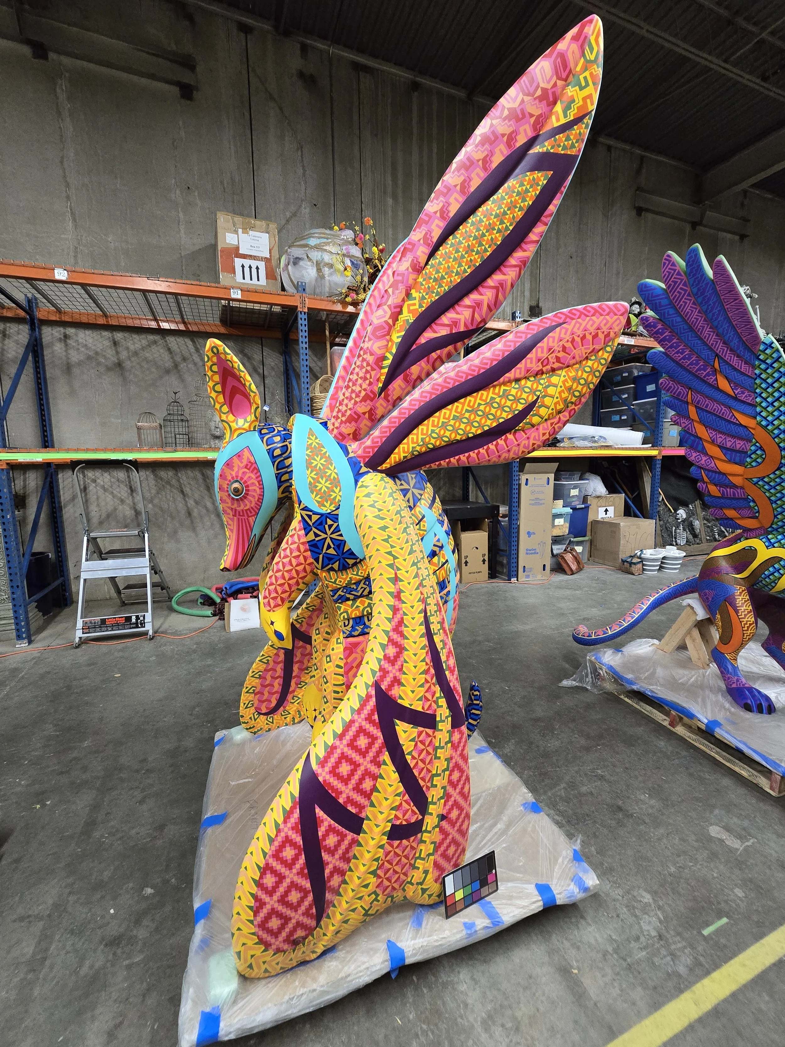 After treatment photo of Spirit Guides by Oaxacan artists from the studio of Maria and Jacobo Angeles, Denver Botanic Gardens