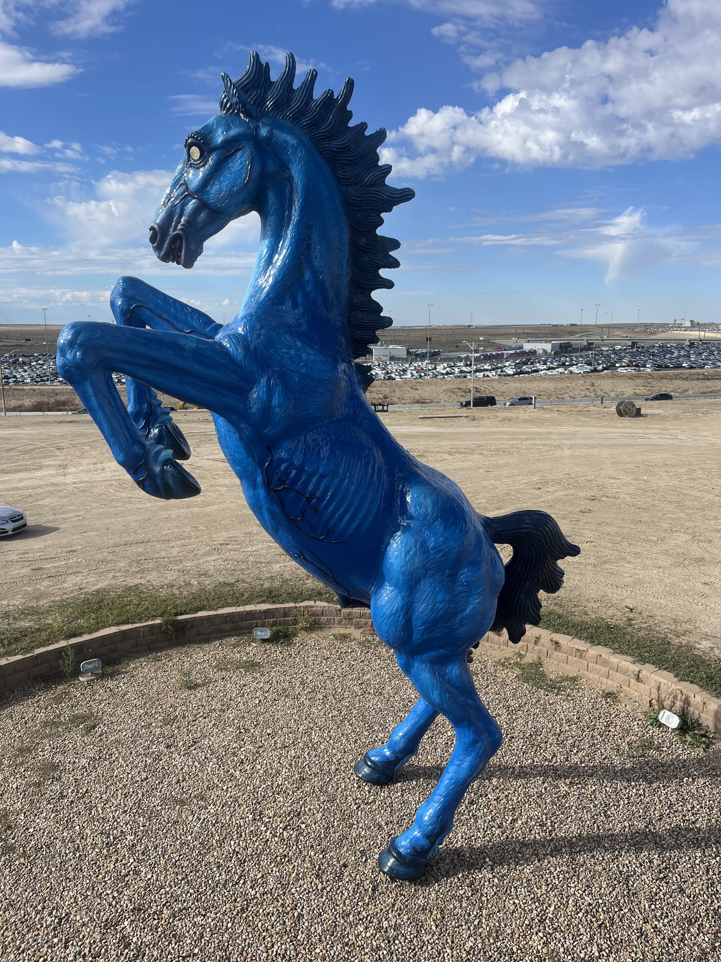 After treatment photo of Mustang by Luis Jimenez, Denver International Airport