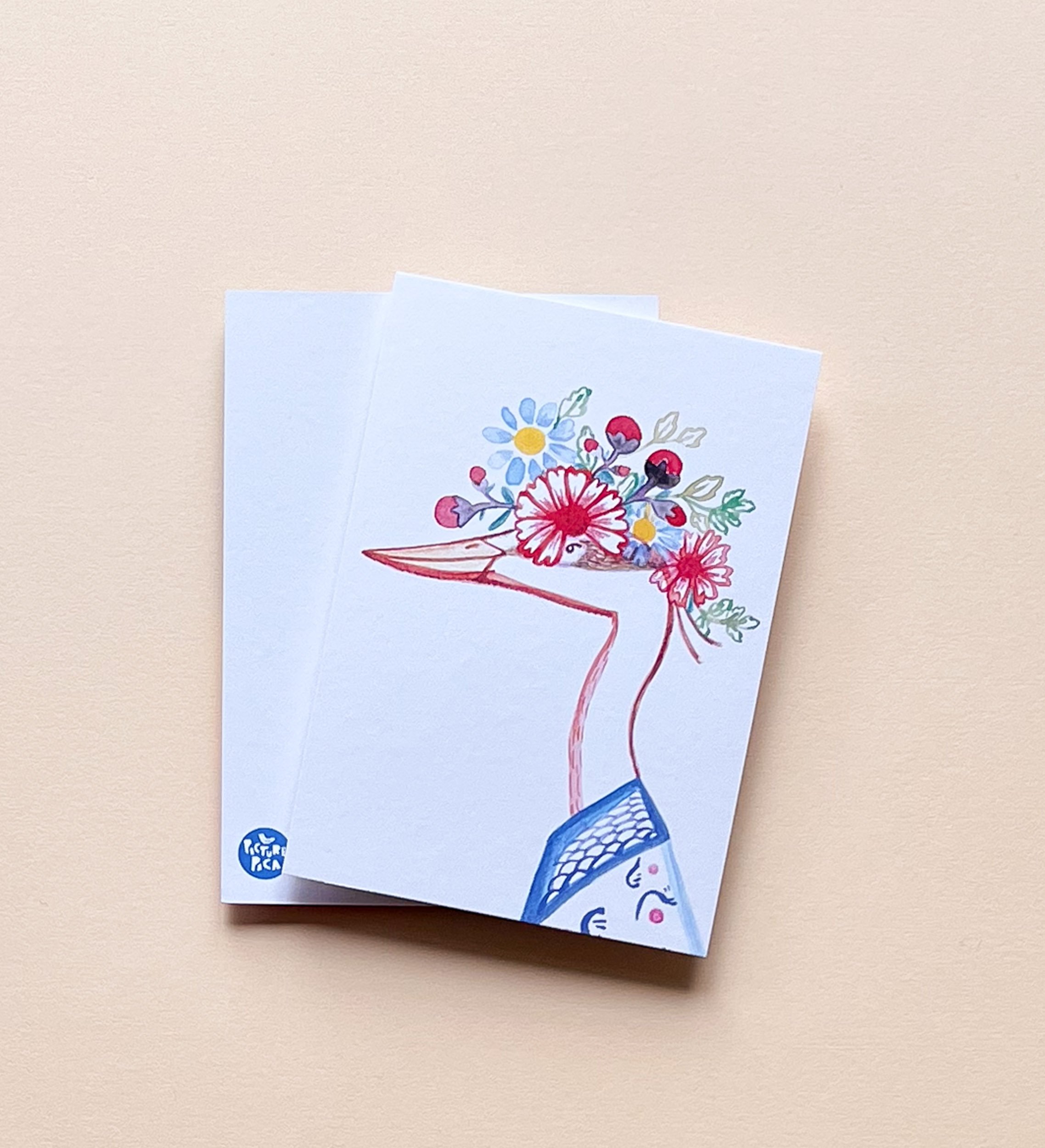 Postkarte "Blumenkranich"