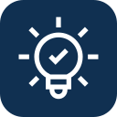 Illustration of a light bulb with a check mark inside, symbolizing an idea or solution.
