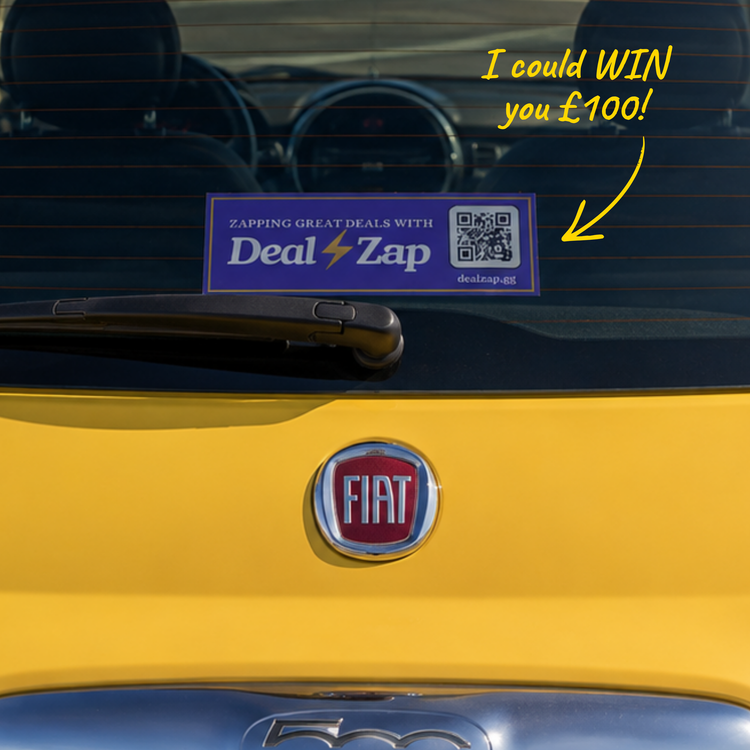 DealZap window sticker in a car