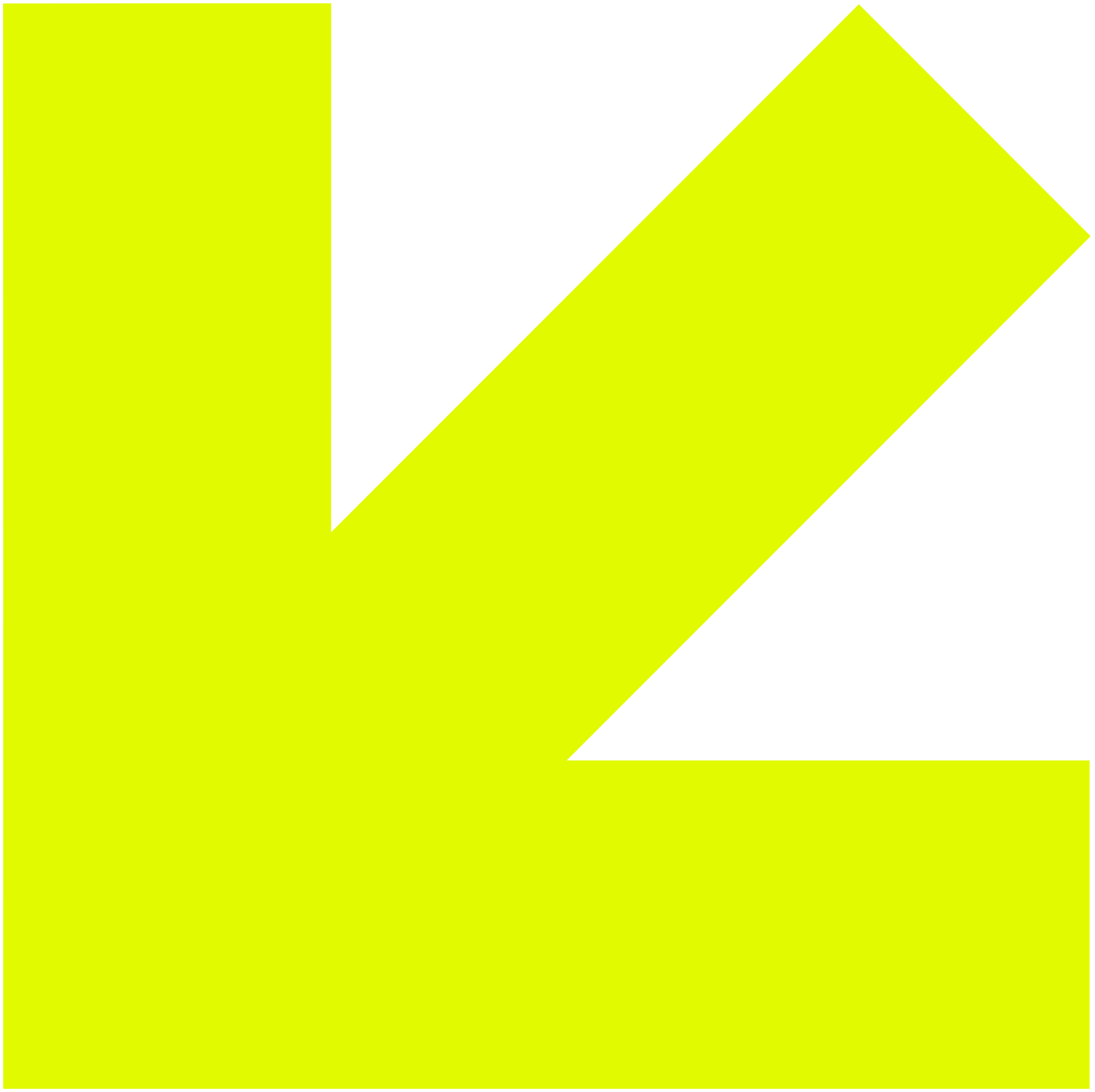 A bold yellow-green arrow pointing down to right.